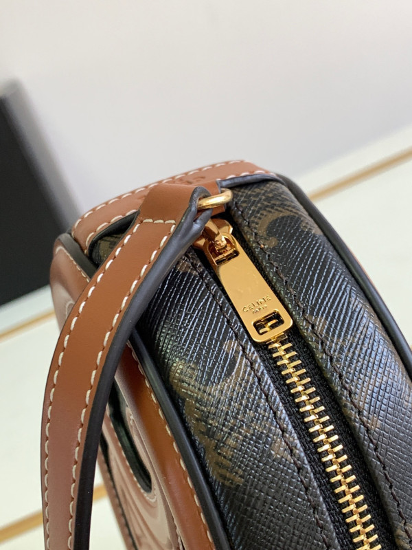 OVAL BAG CUIR TRIOMPHE IN TRIOMPHE CANVAS AND CALFSKIN TAN