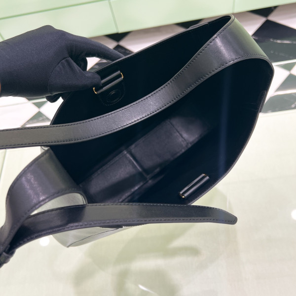 Pra*a large leather shoulder bag with topstitching