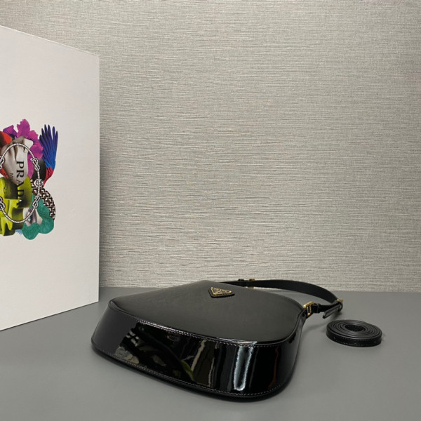 Pra*a cleo satin bag with appliqués-22x18.5x4.5cm