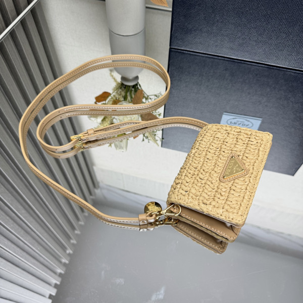 Pra*a cardholder with shoulder strap and crystals