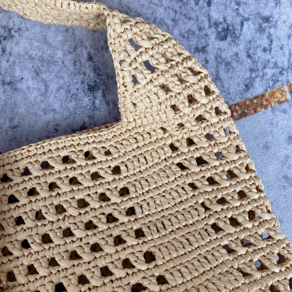 y*l le 5 à 7 S*pple in raffia crochet and smooth leather